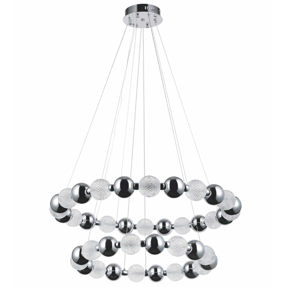 Светодиодная двухъярусная кольцевая люстра Crystal Globule Chandelier Chrome