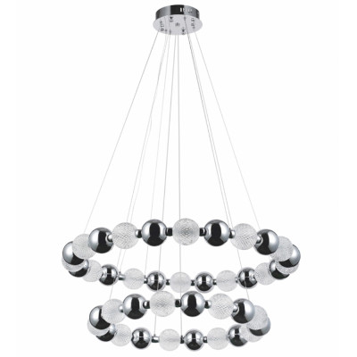 Светодиодная двухъярусная кольцевая люстра Crystal Globule Chandelier Chrome