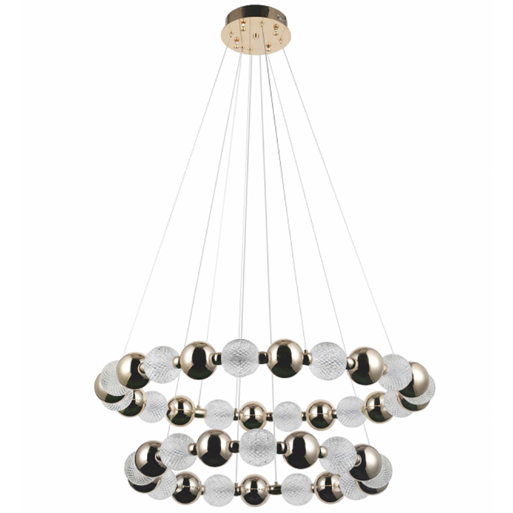 Светодиодная двухъярусная кольцевая люстра Crystal Globule Chandelier Gold