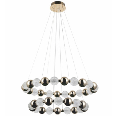 Светодиодная двухъярусная кольцевая люстра Crystal Globule Chandelier Gold