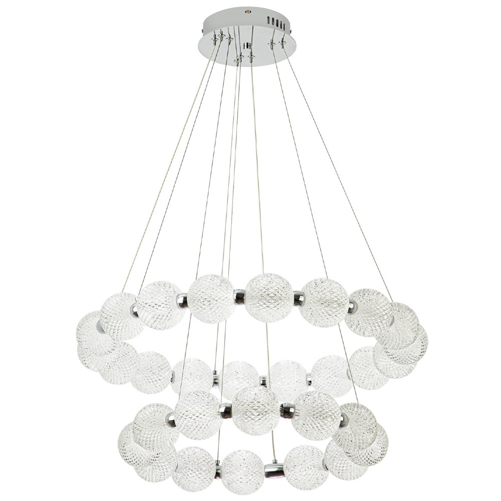 Светодиодная двухъярусная кольцевая люстра хром Crystal Globule Chandelier Chrome
