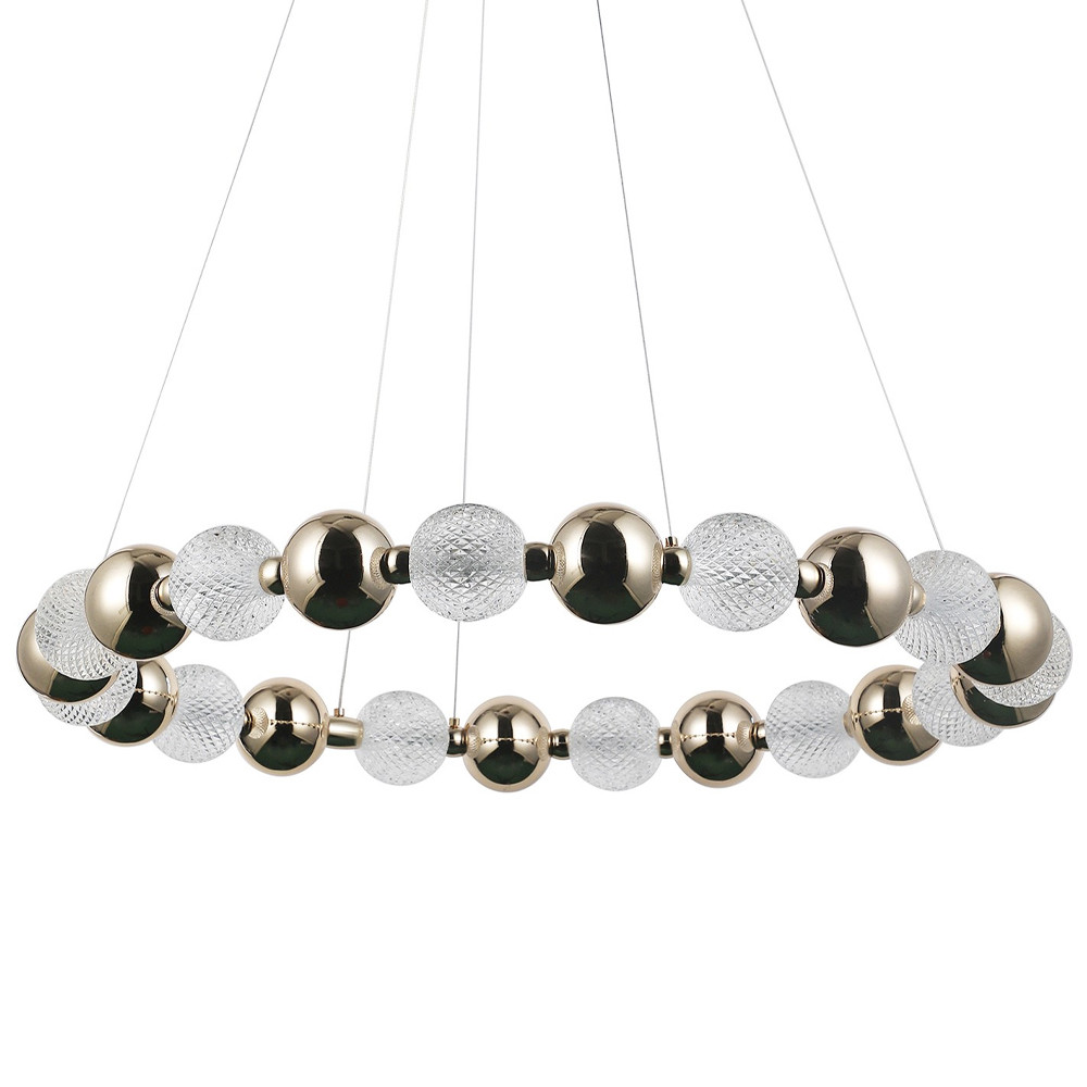 Светодиодная кольцевая люстра Crystal Globule Chrome Chandelier Gold