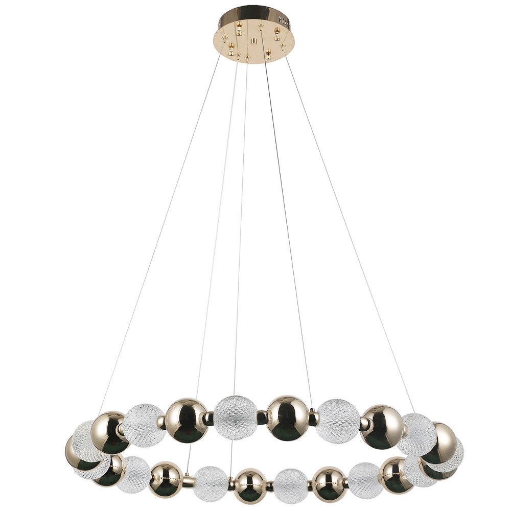 Светодиодная кольцевая люстра Crystal Globule Chrome Chandelier Gold