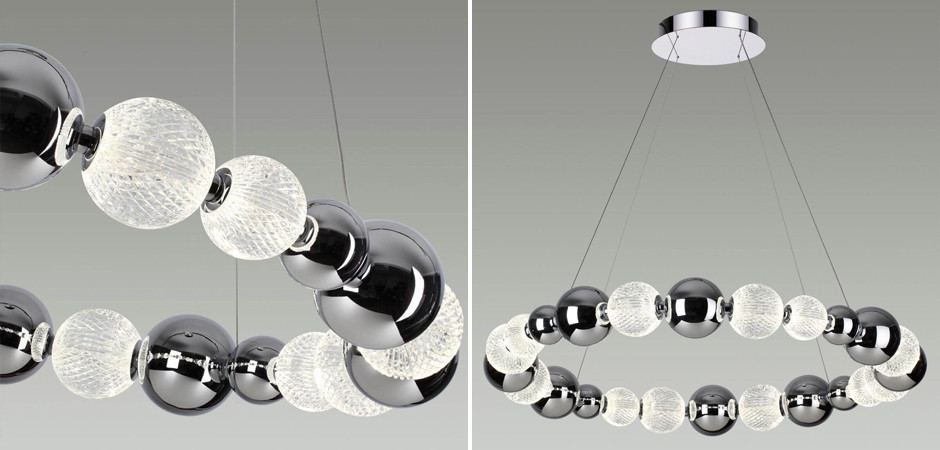 Светодиодная кольцевая люстра Crystal Globule Хром