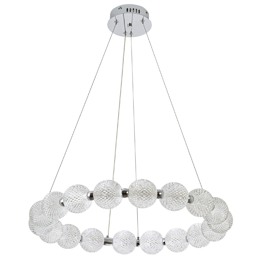 Светодиодная кольцевая люстра с круглыми плафонами Crystal Globule Chandelier Chrome