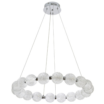 Светодиодная кольцевая люстра с круглыми плафонами Crystal Globule Chandelier Chrome