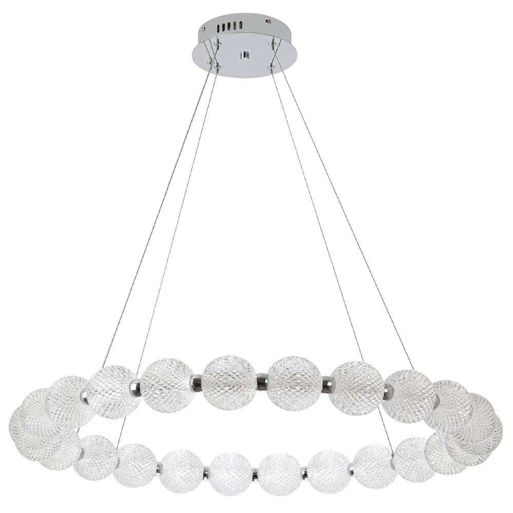 Светодиодная кольцевая люстра с круглыми плафонами Crystal Globule Chandelier Chrome