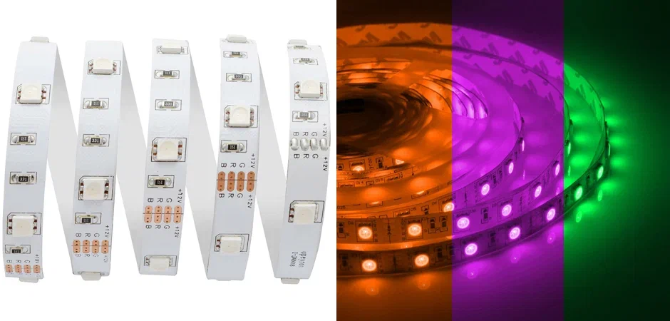 Светодиодная лента 7,2W/m 30LED/m 5050SMD разноцветная 5M