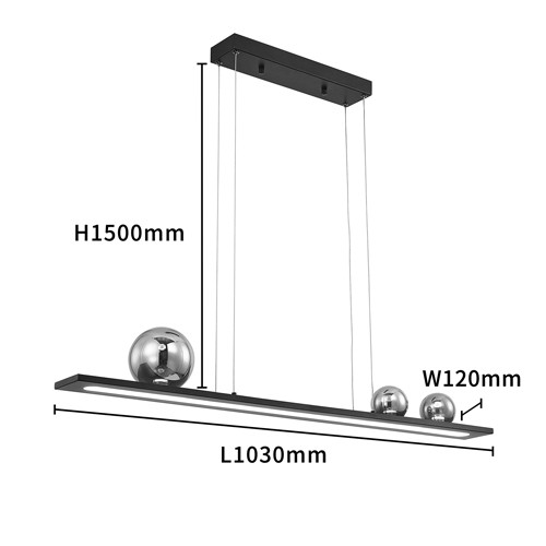 Светодиодная линейная люстра IONA Сhandelier black 103