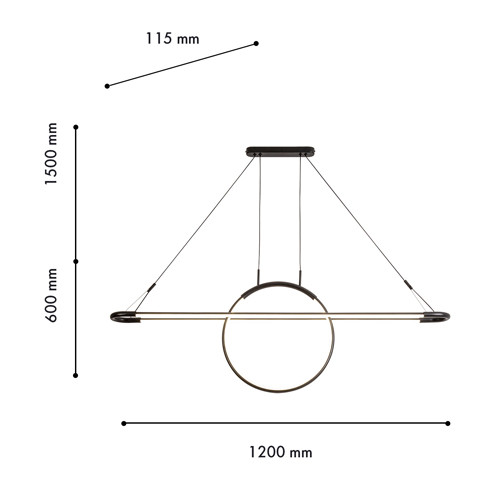 Светодиодная люстра Black LED Circle and Oval Lamp
