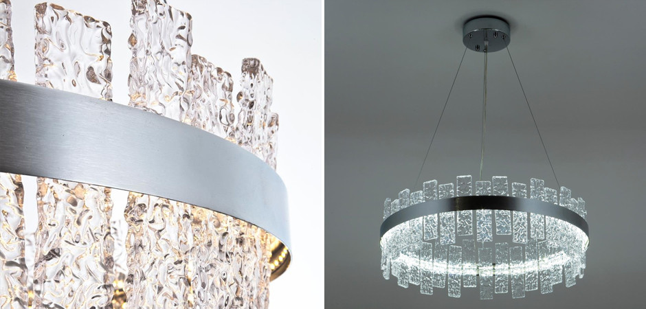 Светодиодная Люстра Chrome Ring с Хрустальными вставками