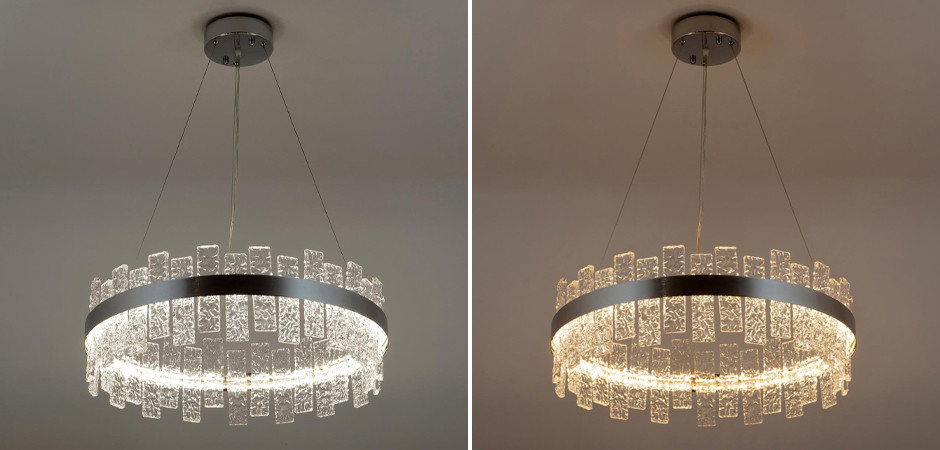 Светодиодная Люстра Chrome Ring с Хрустальными вставками