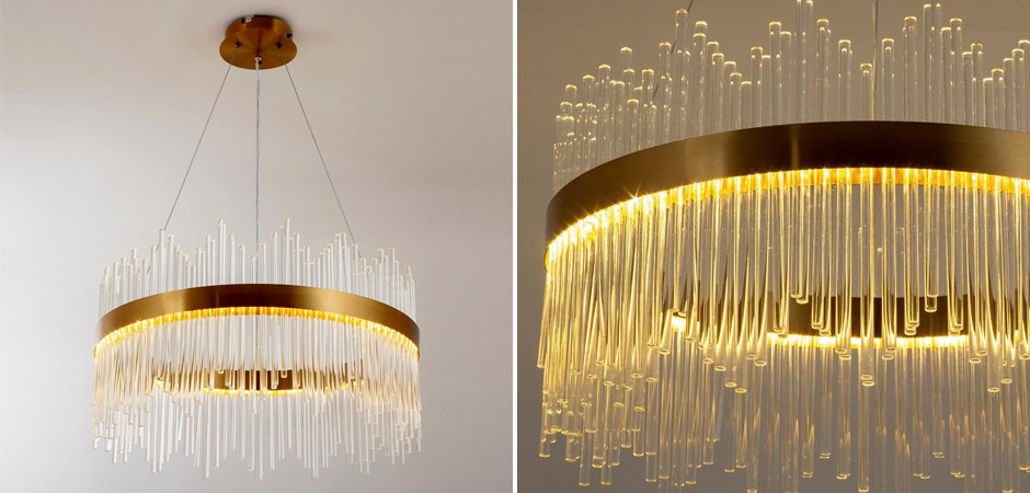 Светодиодная люстра Flutes с Хрустальными вставками