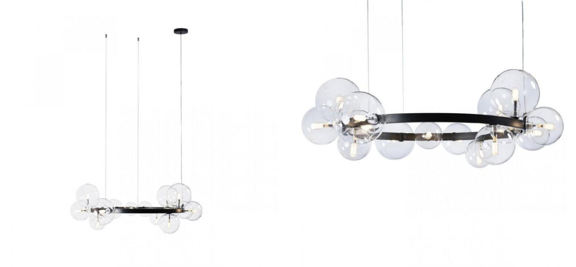 Светодиодная люстра Кольцо Прозрачное стекло IONA Сhandelier диаметр 85 см