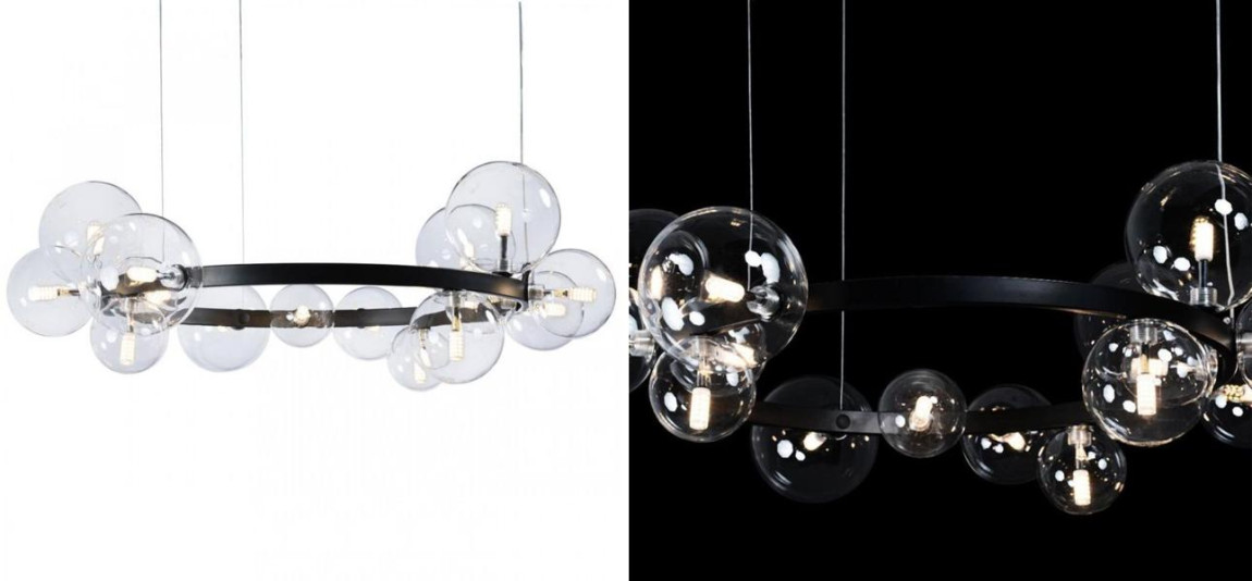 Светодиодная люстра Кольцо Прозрачное стекло IONA Сhandelier диаметр 85 см