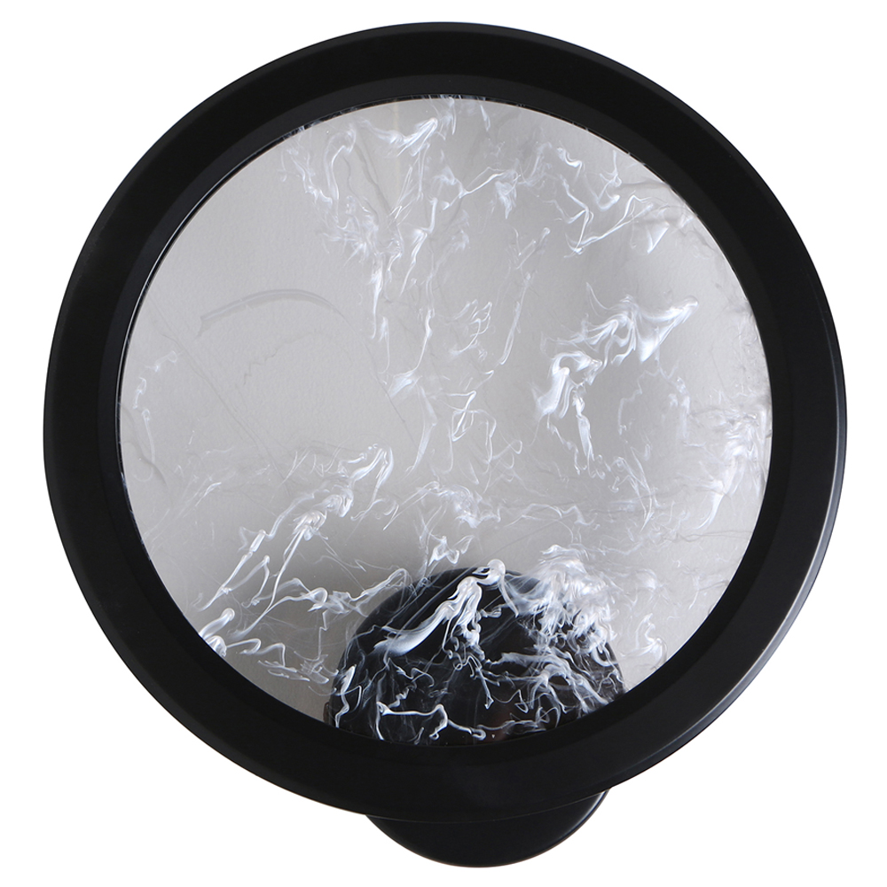 Светодиодное бра круглой формы с металлической рамой черного цвета Marble Glow