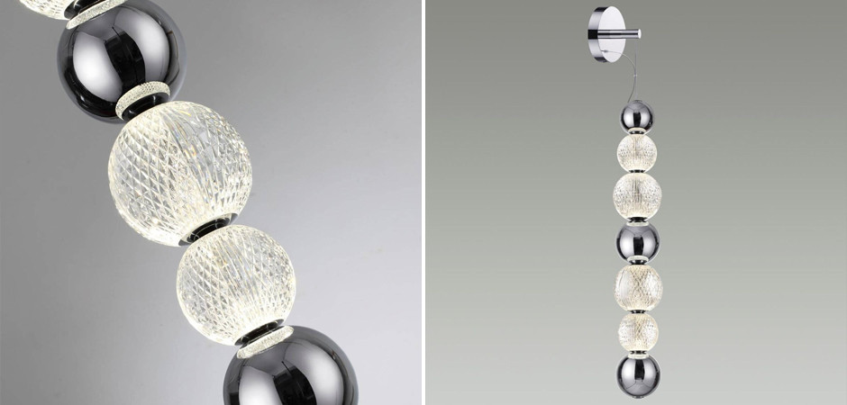Светодиодное бра с подвесным плафоном Crystal Globule Хром