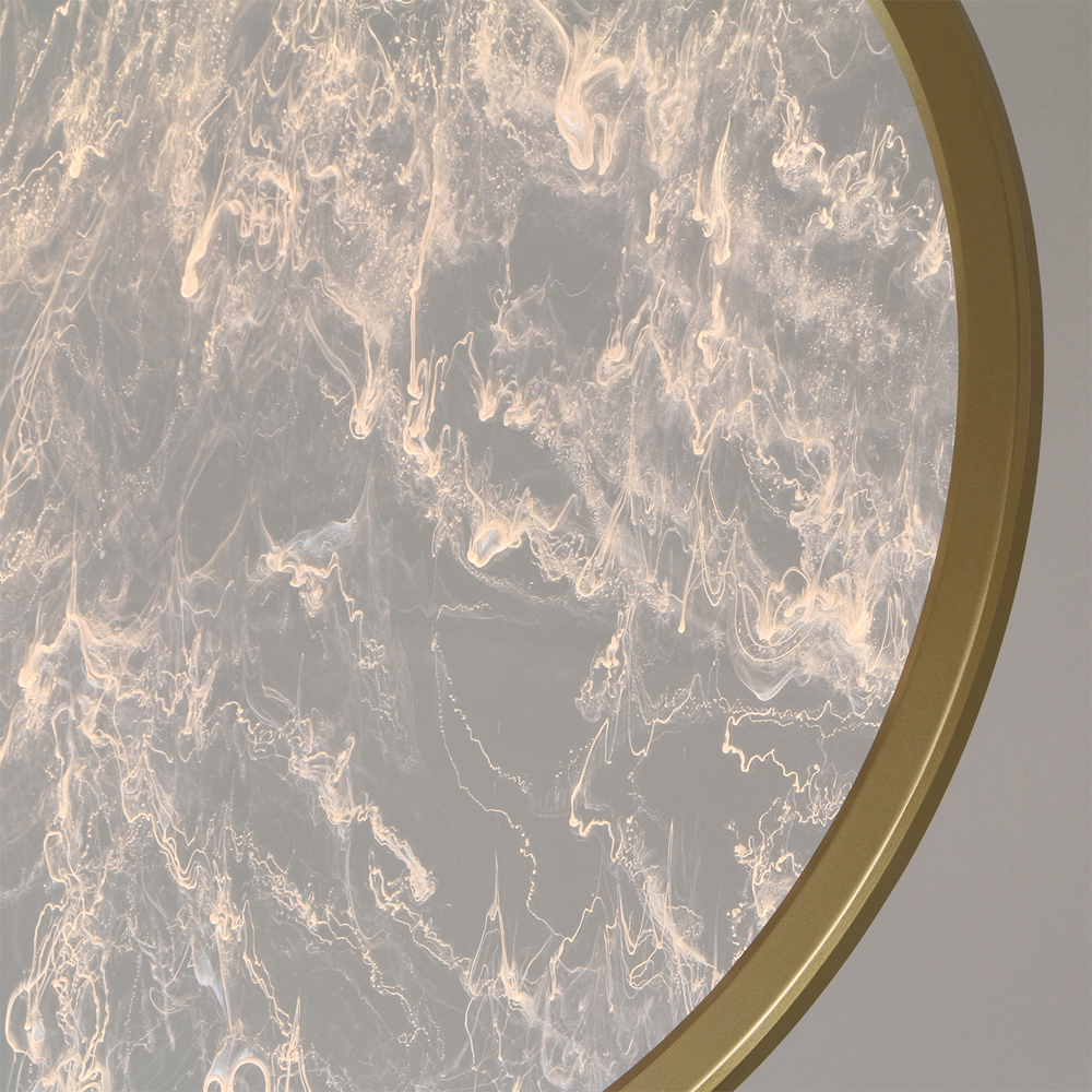 Светодиодный подвесной светильник круглой формы с металлической рамой золотого цвета Marble Glow 47