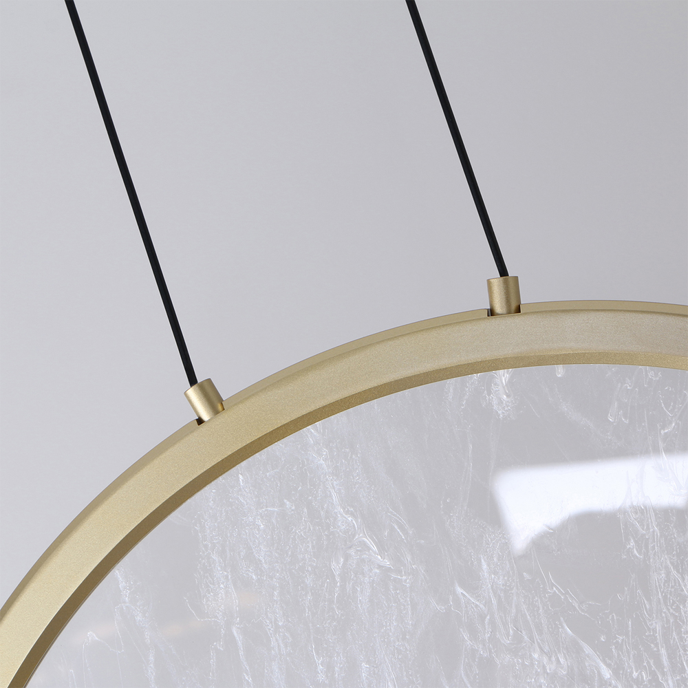 Светодиодный подвесной светильник круглой формы с металлической рамой золотого цвета Marble Glow 47