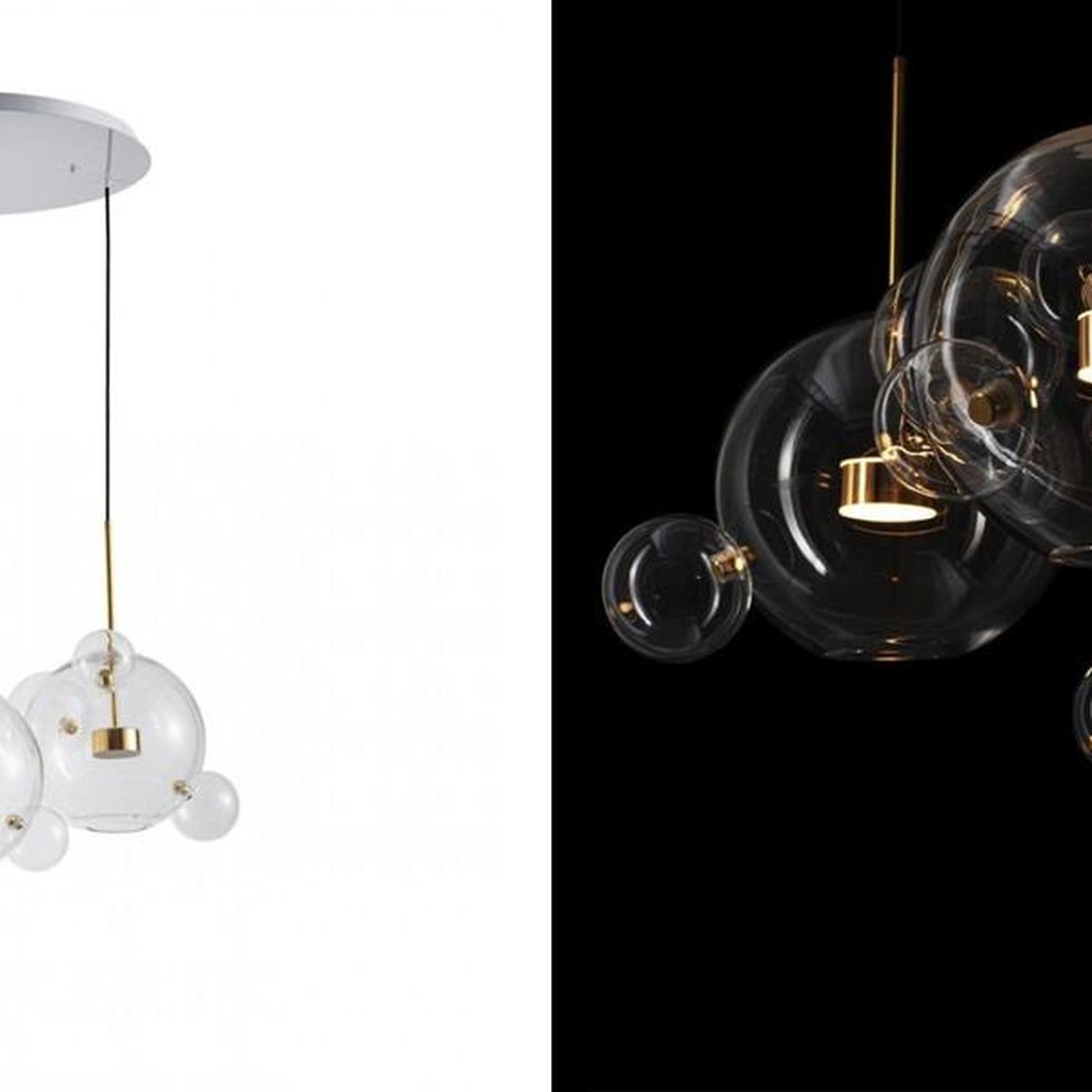 Светодиодный светильник Giopato & Coombes Bubble Chandelier Gold Circle 3 плафона