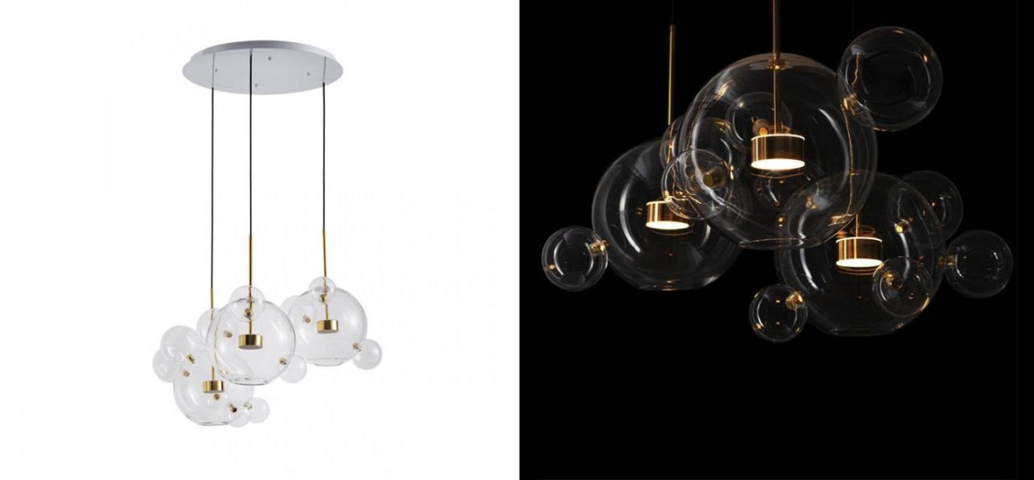 Светодиодный светильник Giopato & Coombes Bubble Chandelier Gold Circle 3 плафона