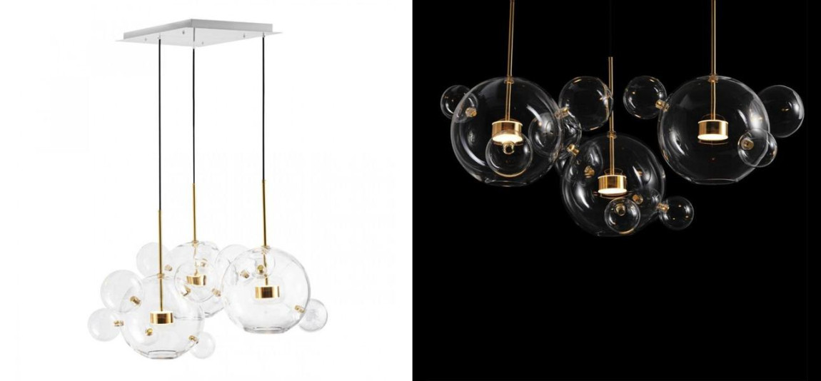 Светодиодный светильник Giopato & Coombes Bubble Chandelier Linear Circle 3 плафона