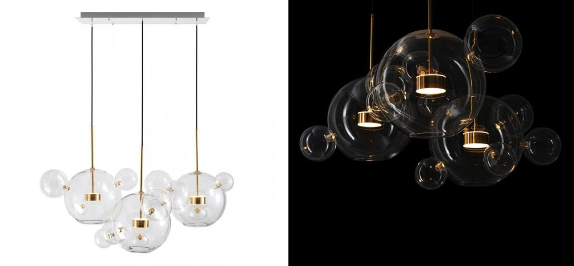 Светодиодный светильник Giopato & Coombes Bubble Chandelier Linear Circle 3 плафона