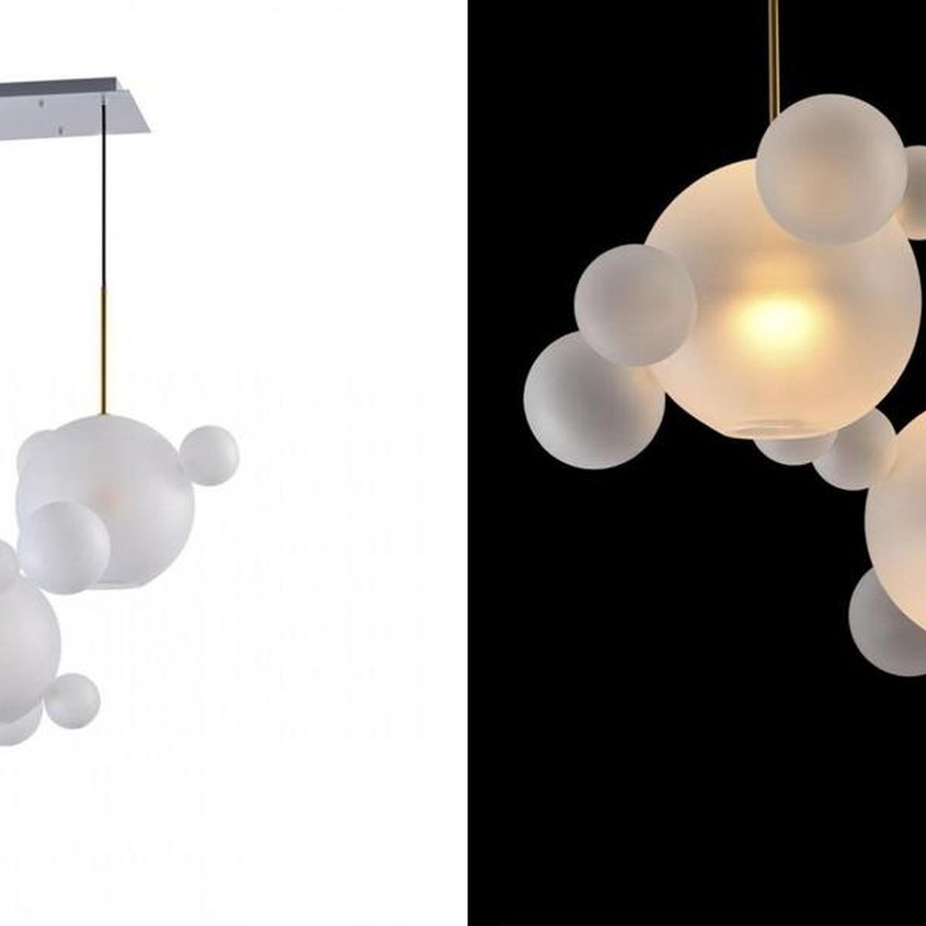 Светодиодный светильник Giopato & Coombes Bubble Chandelier Linear матовое белое стекло 3 плафона