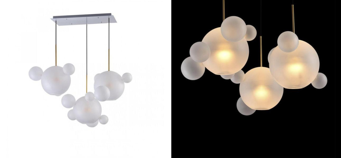 Светодиодный светильник Giopato & Coombes Bubble Chandelier Linear матовое белое стекло 3 плафона