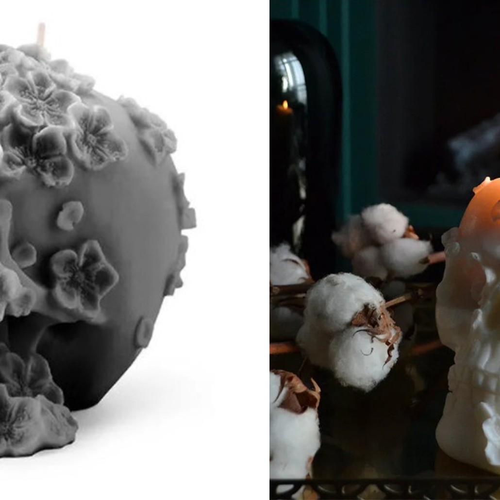 Свеча Gray Flowers Skull