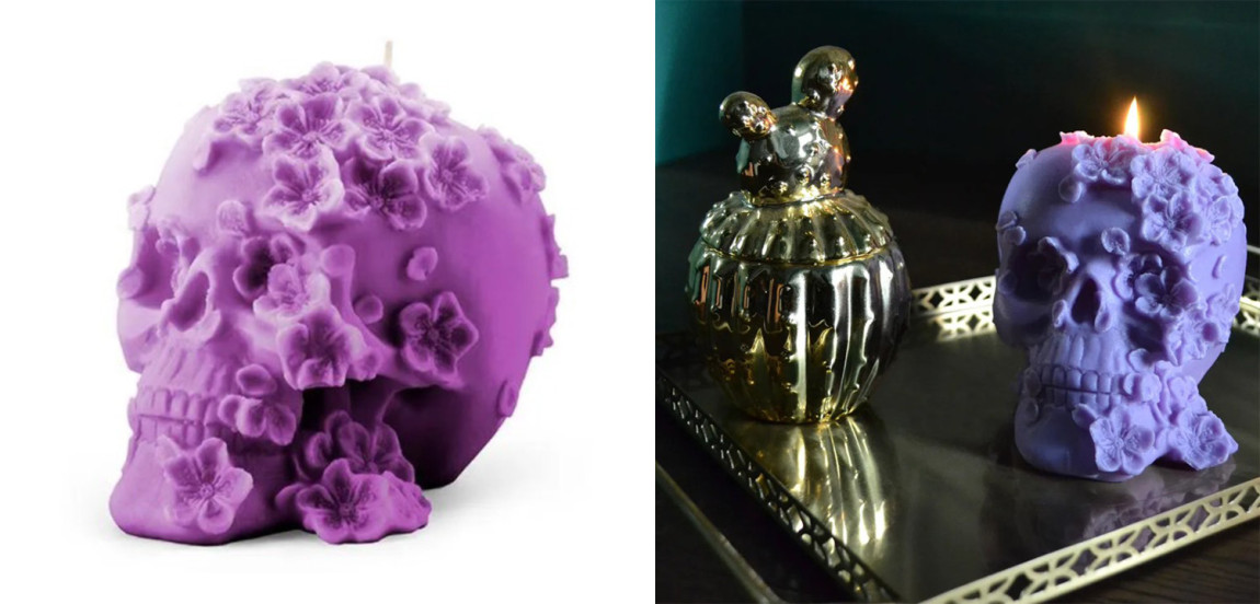 Свеча Purple Flowers Skull