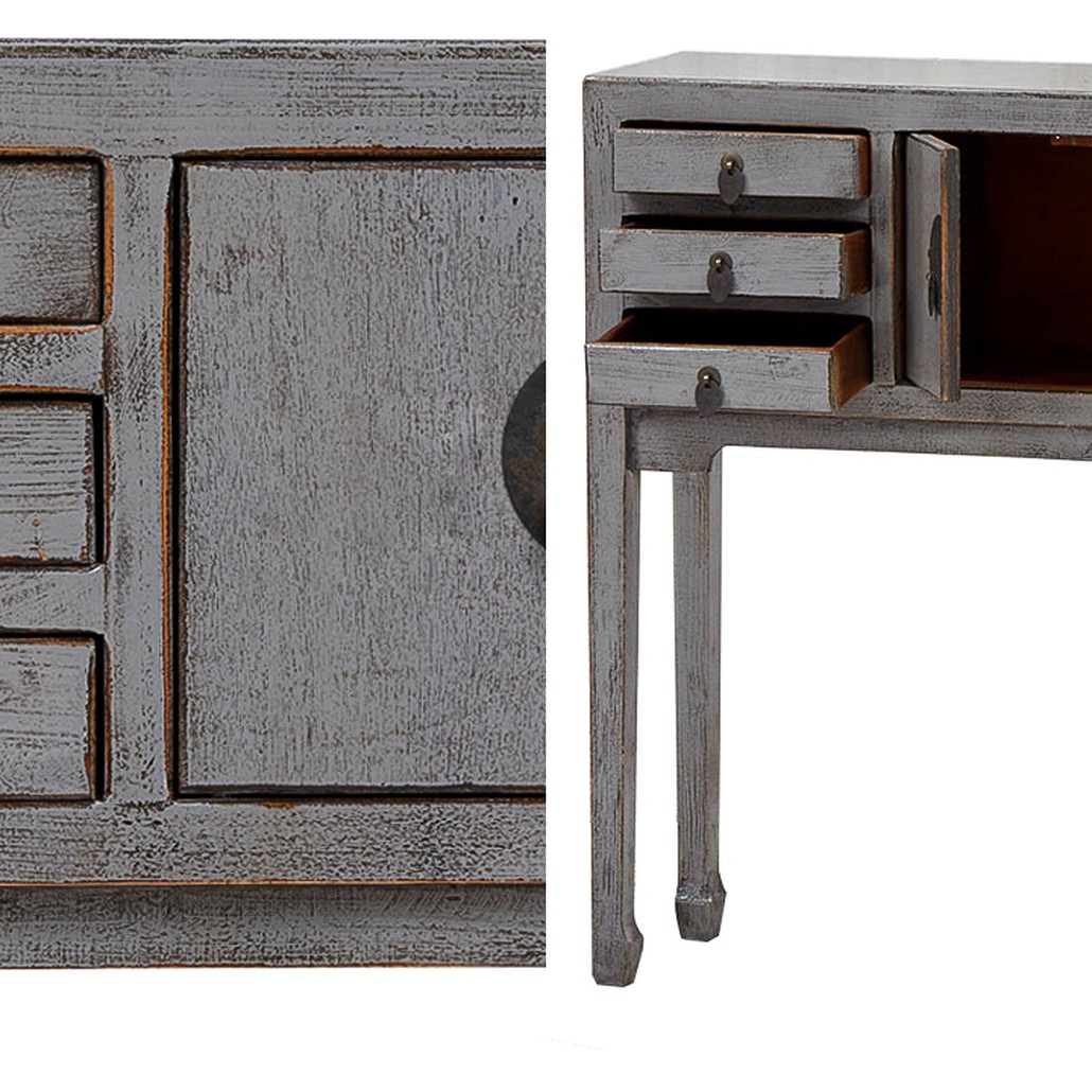 Серая Консоль в Китайском Стиле из сосны Grey Console Chinese