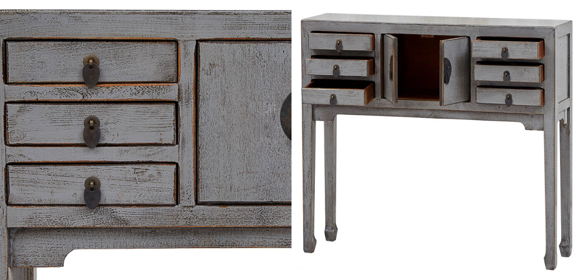 Серая Консоль в Китайском Стиле из сосны Grey Console Chinese