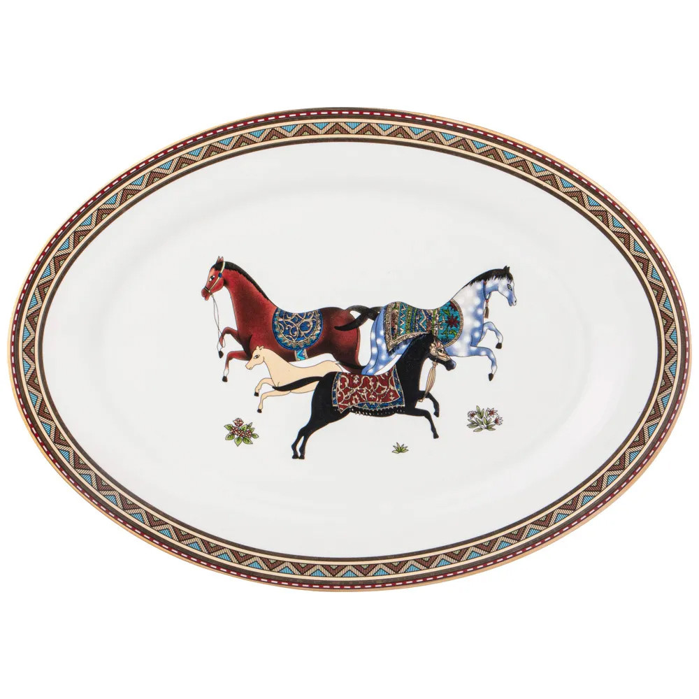Сервиз обеденный из фарфора с изображением лошадей на 6 персон 23 предмета Porcelain Horse Set