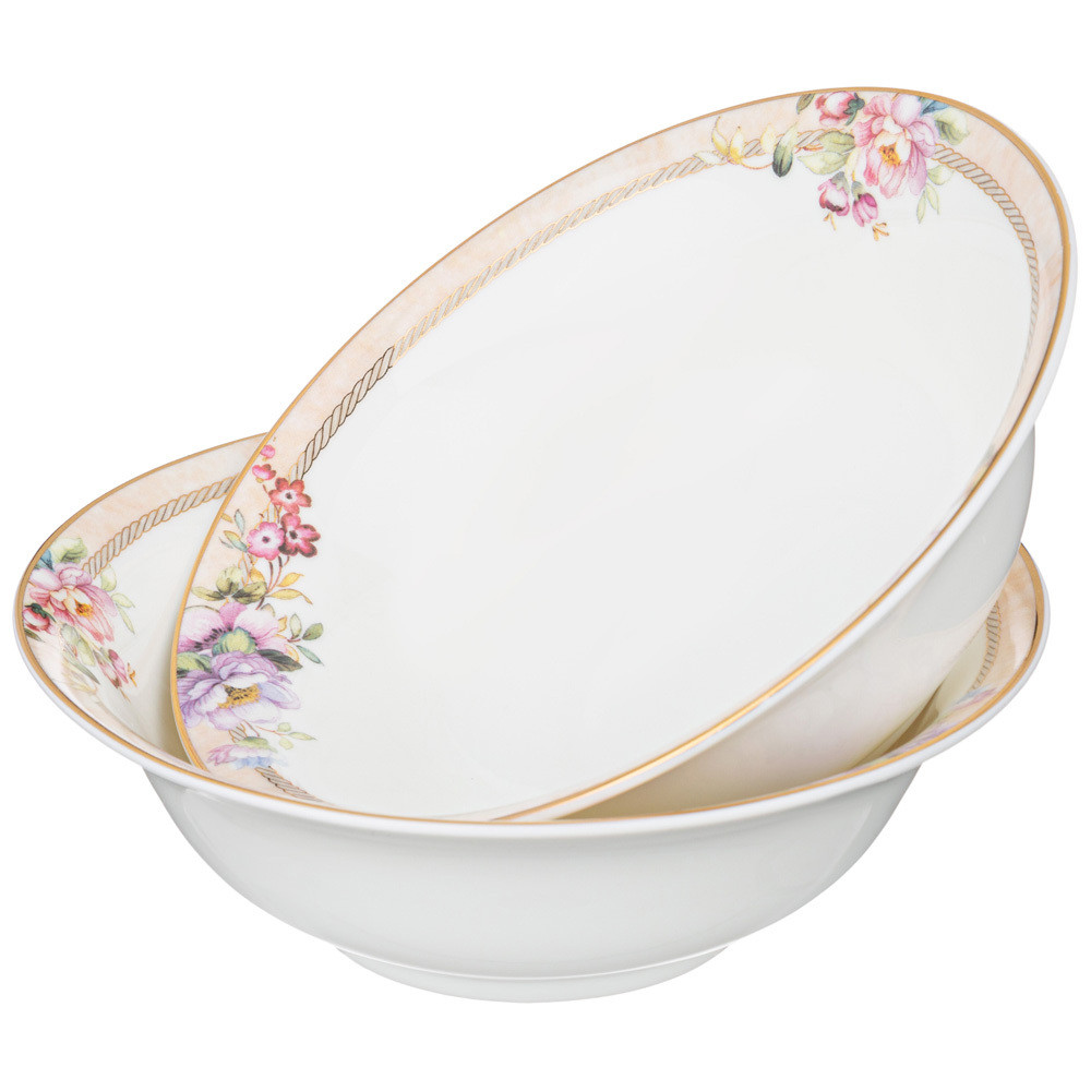 Сервиз столовый из фарфора белый с цветочным принтом на 6 персон 23 предмета Flower Porcelain Collection