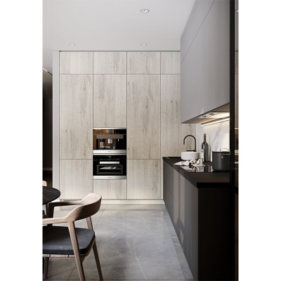 Серый кухонный гарнитур с фасадом под светлый дуб Ferrand Kitchen Set