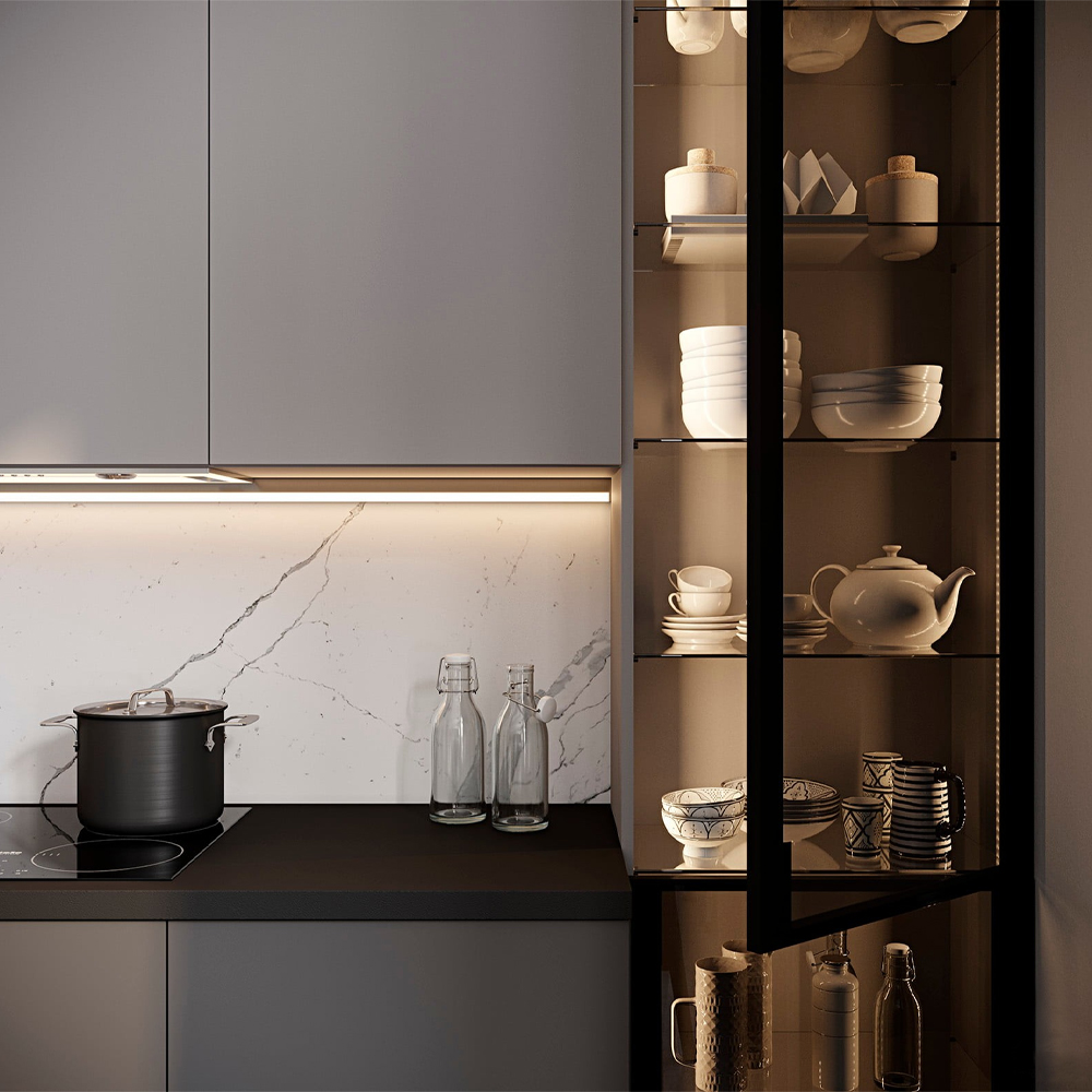 Серый кухонный гарнитур с фасадом под светлый дуб Ferrand Kitchen Set