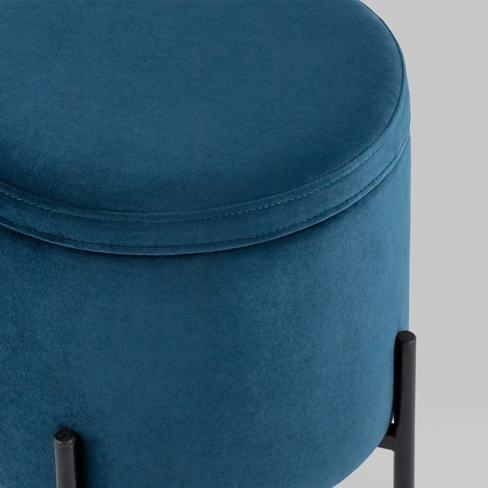 Синий пуф на черных ножках SANJAY