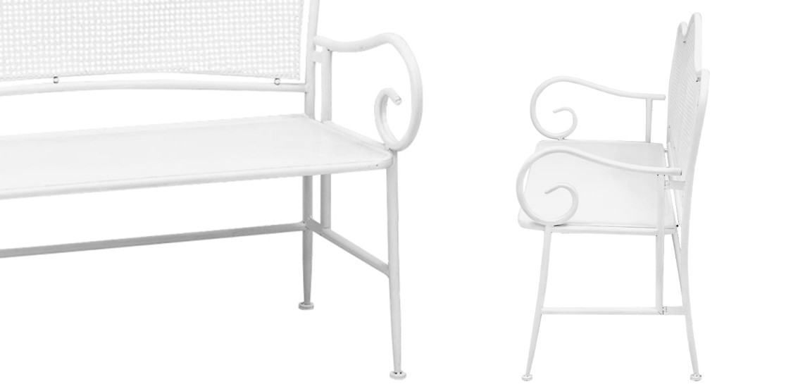 Скамья белая в стиле прованс Miah Bench White