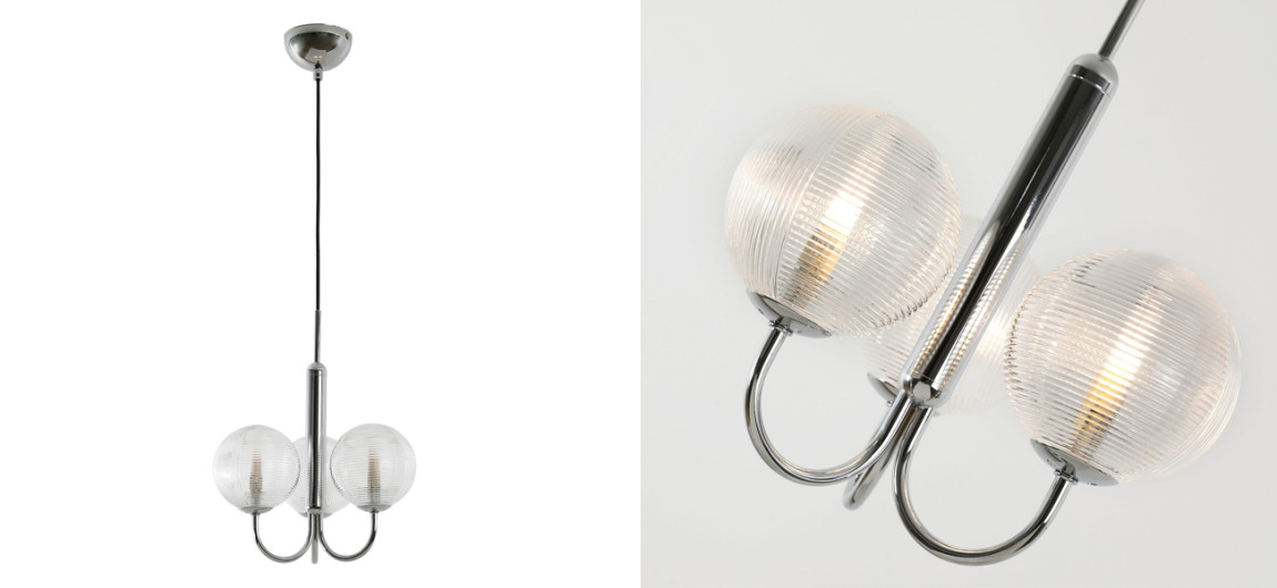 Современная люстра Perforated Glass 3 лампы Хром