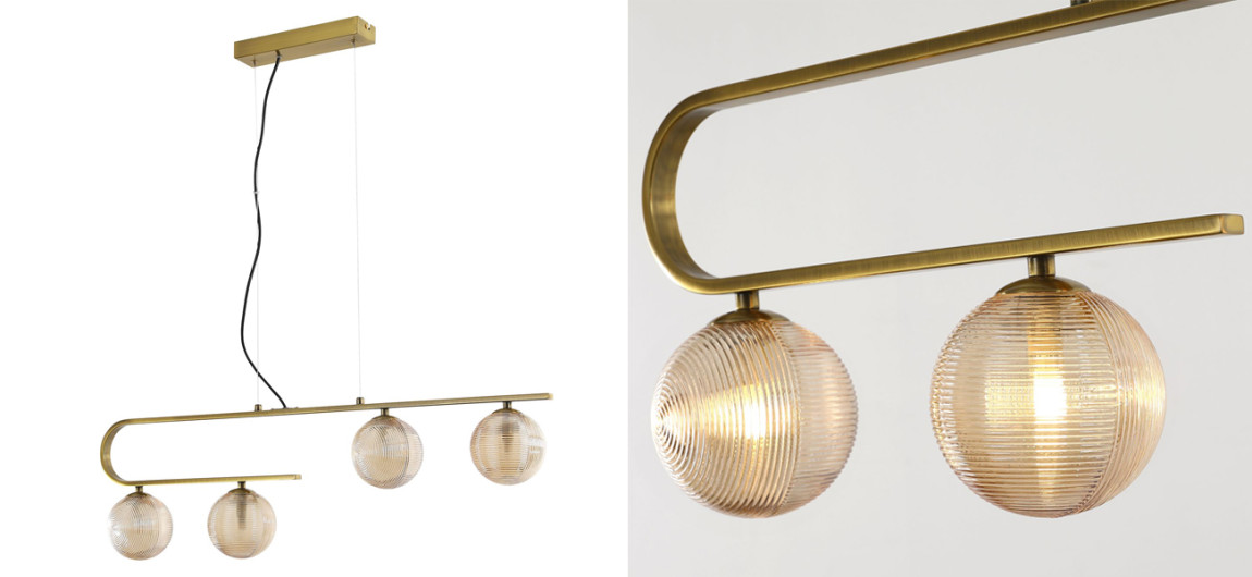 Современная люстра Perforated Glass 4 лампы Латунь