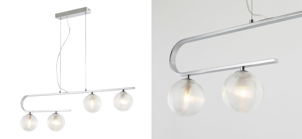 Современная люстра Perforated Glass 4 лампы Хром