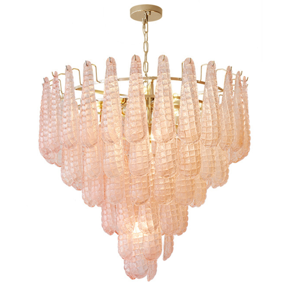 Современная Люстра Textured Glass Drops Chandelier Нежно розовые капли