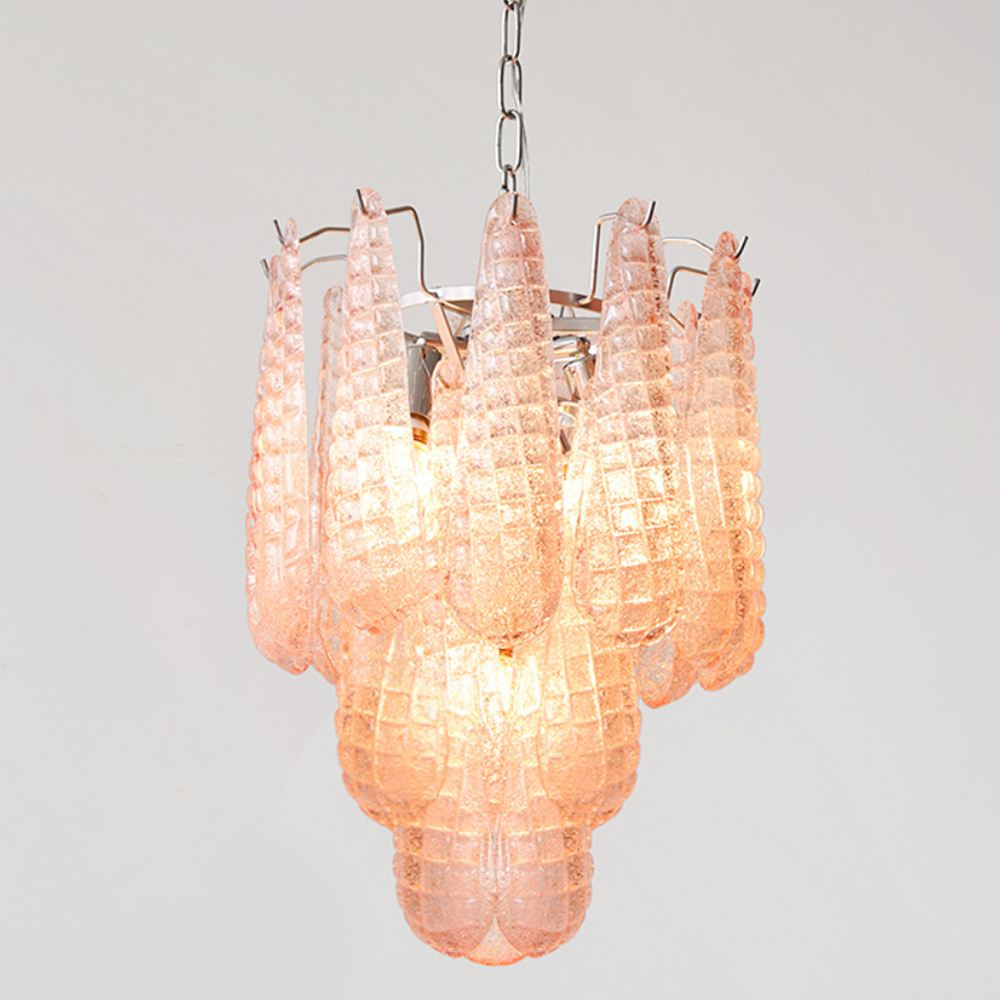 Современная Люстра Textured Glass Drops Chandelier Нежно розовые капли
