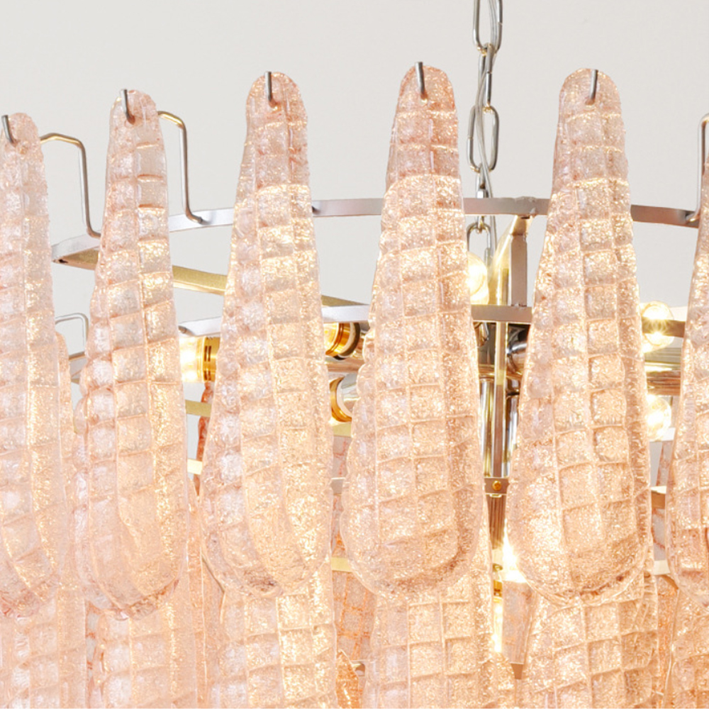 Современная Люстра Textured Glass Drops Chandelier Нежно розовые капли