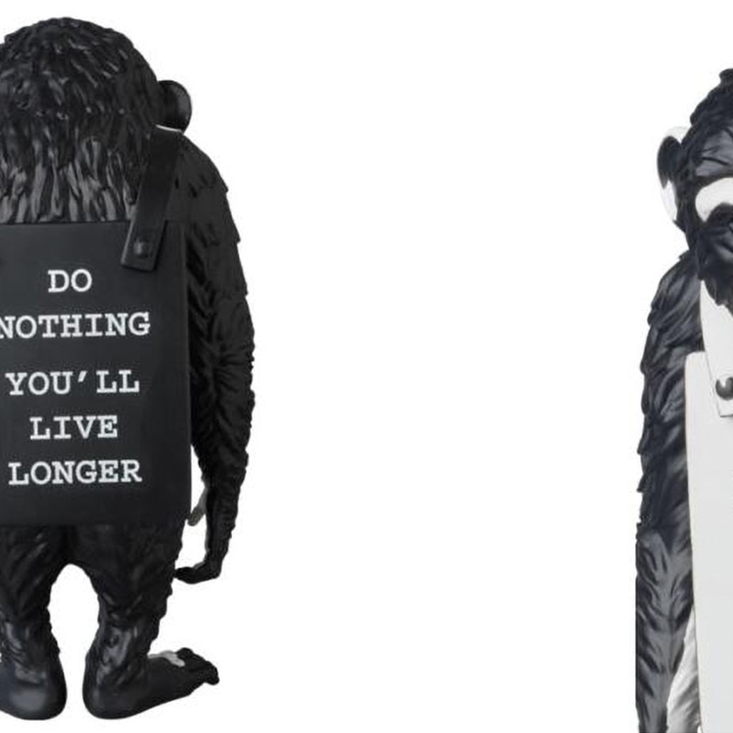 Статуэтка Banksy Lying Monkey Black and White