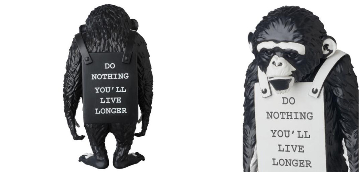 Статуэтка Banksy Lying Monkey Black and White