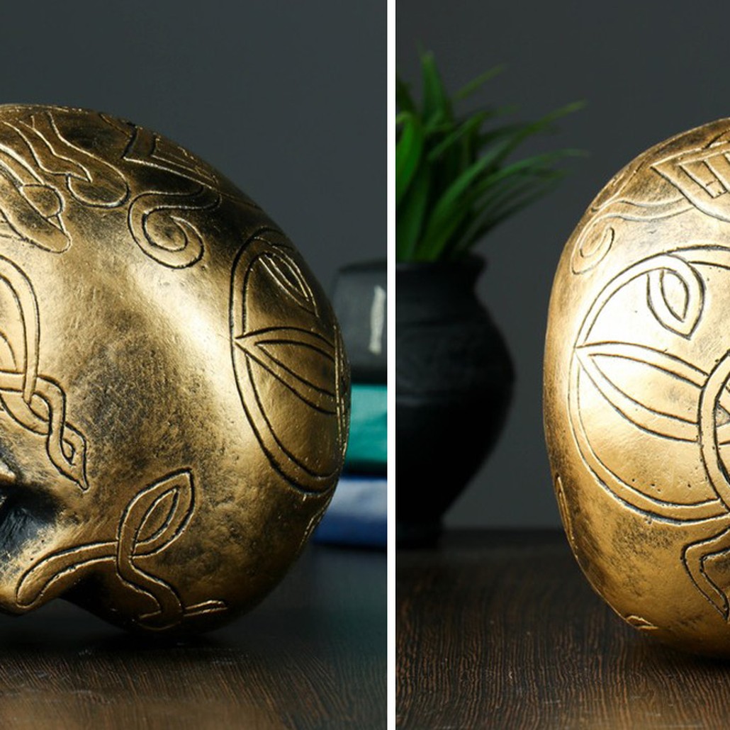 Статуэтка Golden Skull with Pattern