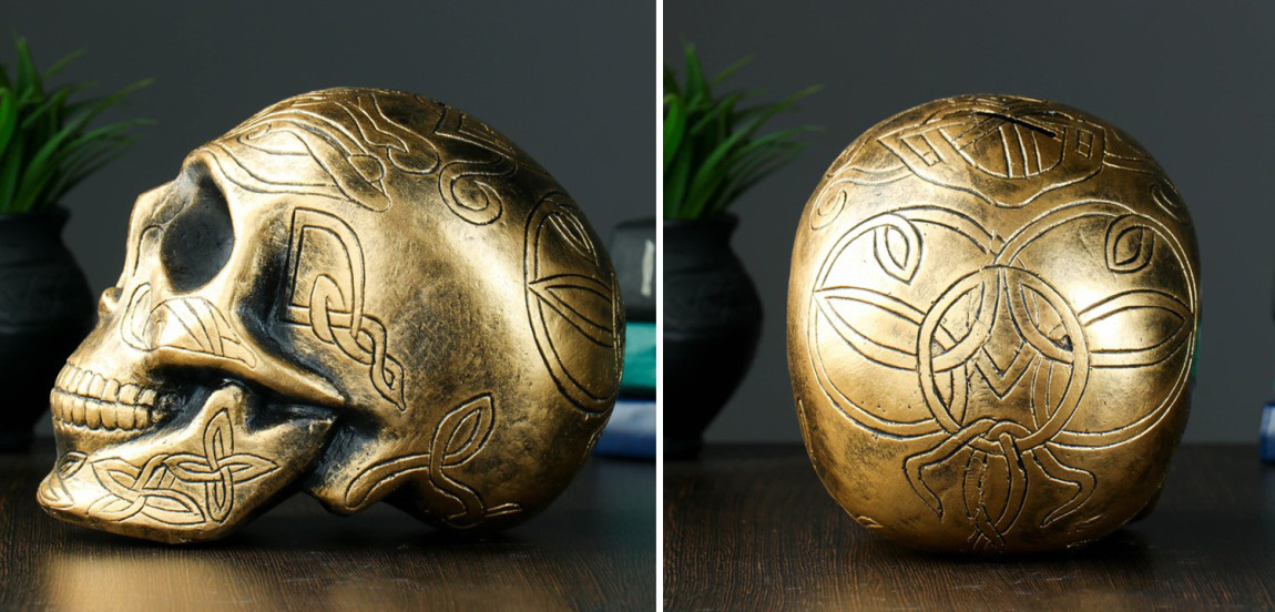 Статуэтка Golden Skull with Pattern