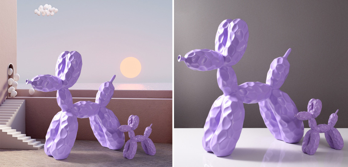 Статуэтка Jeff Koons Balloon Dog Crumpled Lilac